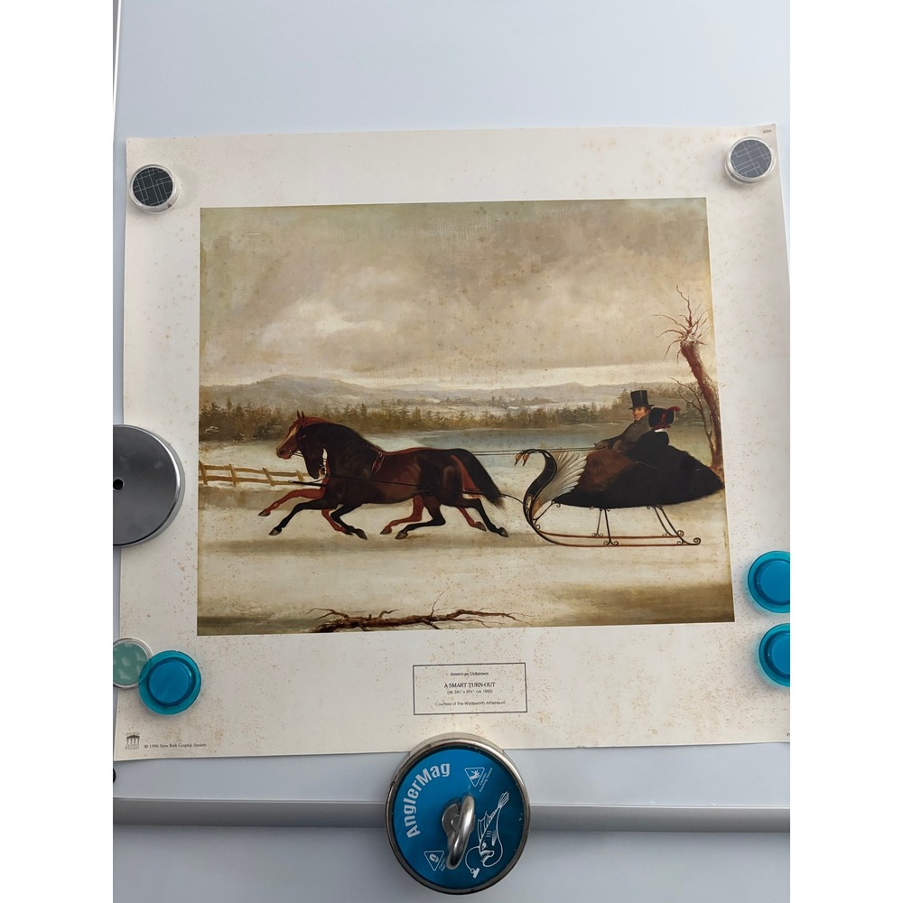New York Graphic Society A Smart Turn-Out Winter Sleigh Art Print 1996 18x17